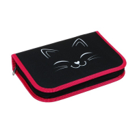 Пенал 3 секции, вкладка внутри, 140 х 210 х 40 мм, тканевый, Calligrata TOP Block "Котик"