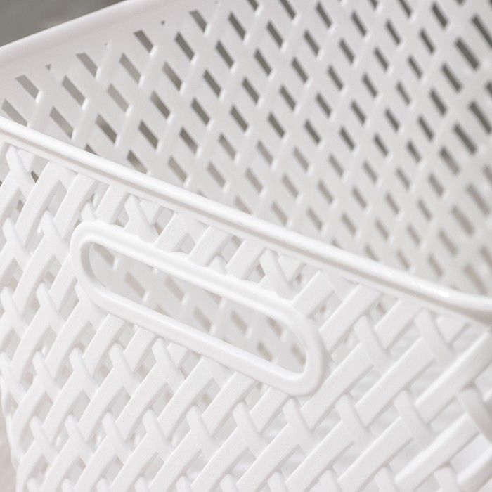 Корзина для хранения &laquo;Плетёнка&raquo;, 34,5&times;30&times;22,5 см, цвет белый