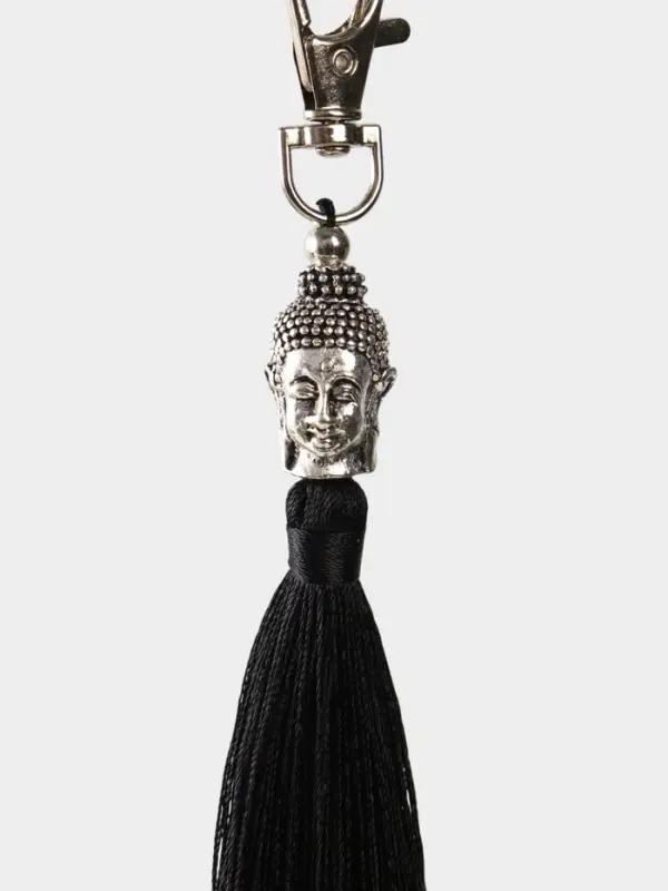 Брелок-кисточка "Будда" 17 см, цв. чёрный, серебристый