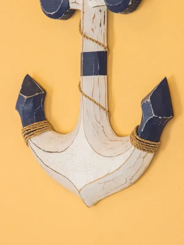 Декор интерьерный "Якорь" дерево 23х2х40 см, цв. бело-синий