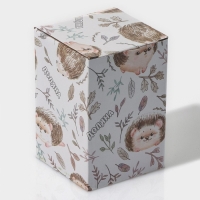 Банка стеклянная для хранения сыпучих продуктов Доляна &laquo;Ёжик в золотом&raquo;, 230 мл, 7,8&times;15 см, с керамической крышкой