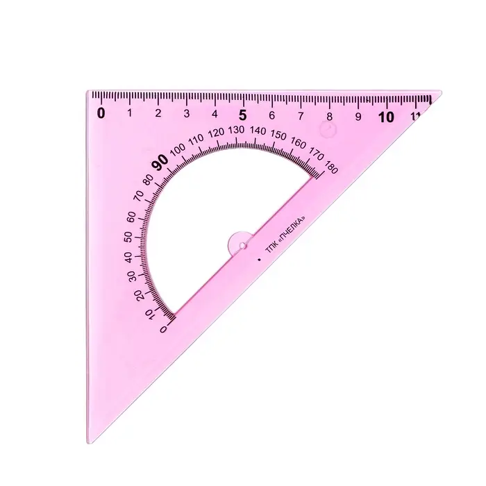 Треугольник Calligrata,12 см, 45&deg;, с транспортиром, пластик, прозрачный МИКС