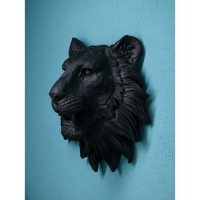 Настенная фигура &laquo;Голова льва&raquo;, полистоун, 50 см, цвет чёрный матовый