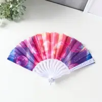 Веер пластик, текстиль "Пузырьки" МИКС 23 см