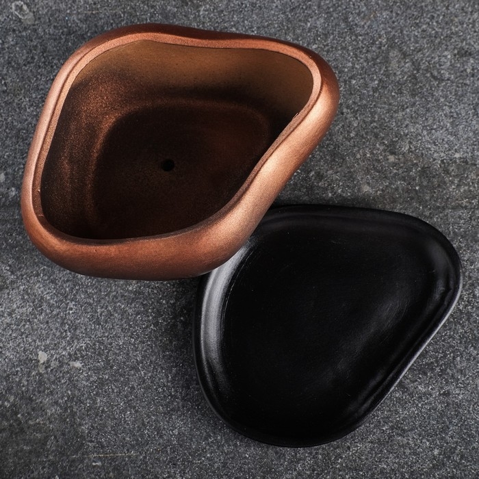 Горшок "Бонсай малый" для кактусов и суккулентов, бронза, 0,6, л/ 17х14х8см