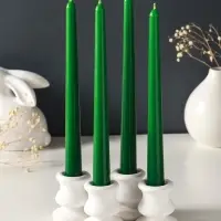 Набор свечей античных, 2,3х 24,5 см, 5 ч, 55 г, 4 штуки, тёмно-зелёный