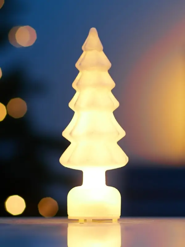 Фигура светодиодная "Елочка бархатная белая", 1 LED, 15х6 см, от бат. 3xAG13, Т/БЕЛЫЙ
