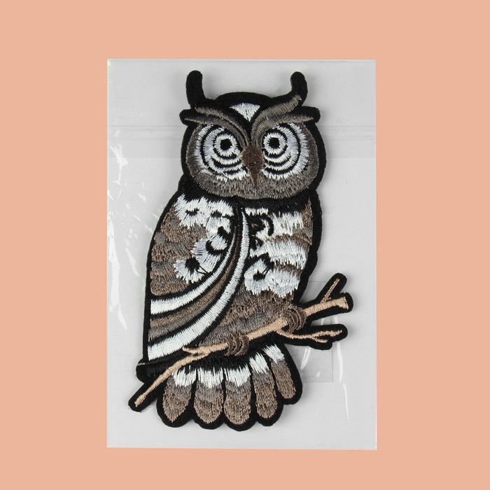 Термоаппликация &laquo;Филин&raquo;, 10,5 &times; 6,5 см, цвет серый
