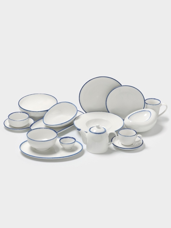 Блюдо овальное Blue Lagoon Magistro 34.5 см, белое, синий