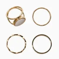 Набор колец 3 шт "Новый стиль" линии, размер МИКС, цвет белый в золоте