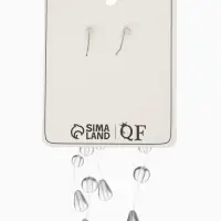 Серьги на леске "Капля росы", веточка, цвет белый в серебре