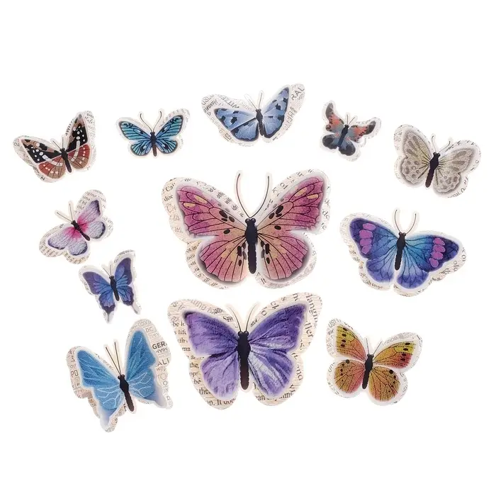 Набор магнитов на холодильник &laquo;Арт Узор. Газетные&raquo;, 12 шт., картон, двойные крылья, h=4-10 см