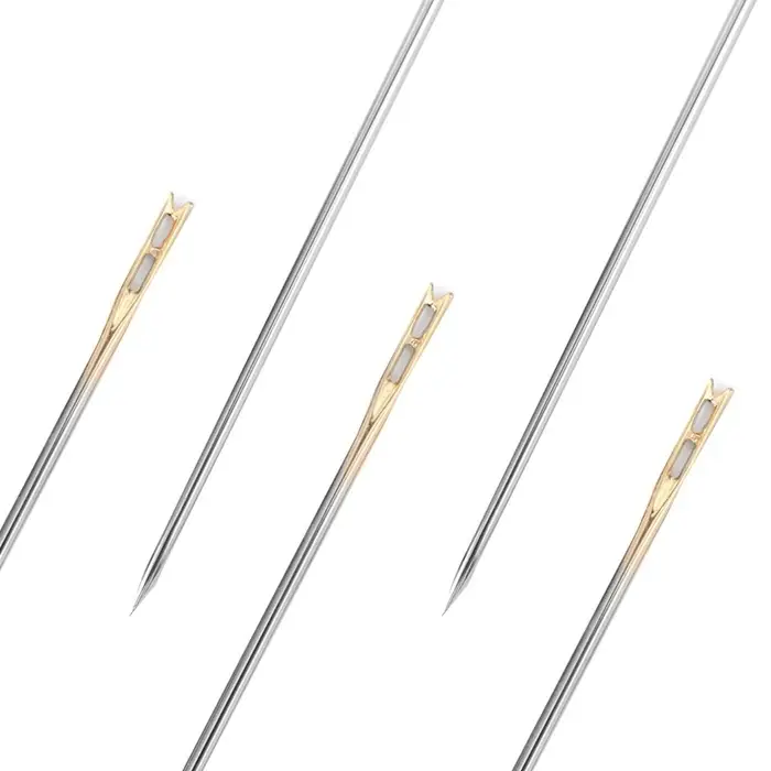 Иглы швейные, d=0.9 мм, 3.6 - 4.2 см, с золотым ушком, самовдеваемые, 12 шт.
