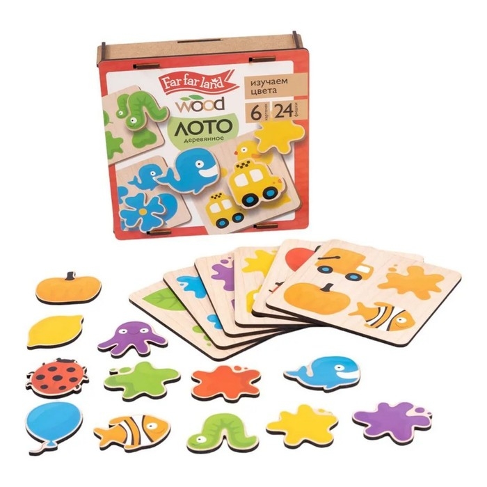 Лото деревянное &laquo;Изучаем цвета&raquo;, в деревянной коробке