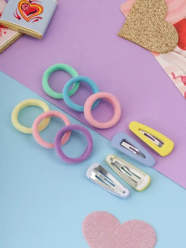 Набор для волос &laquo;Аделия&raquo;: 10 резинок 3 см, 4 невидимки 3.5 см, классик колор, МИКС