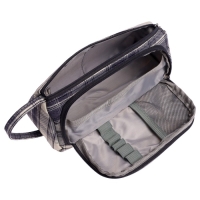 Пенал мягкий 2 отделения, 95 х 210 х 90 мм, объёмный с откидной планкой, с ручкой, Calligrata, "Шотландка", серо-синяя