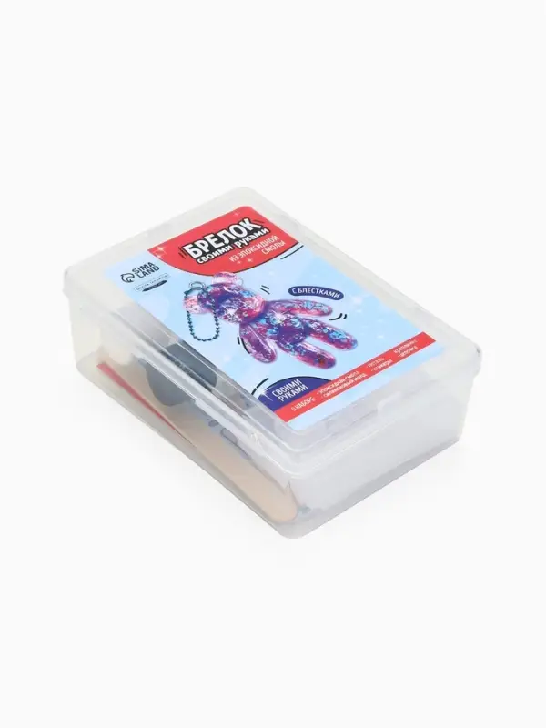 Набор для создания брелока из эпоксидной смолы "Мишка" с блёстками