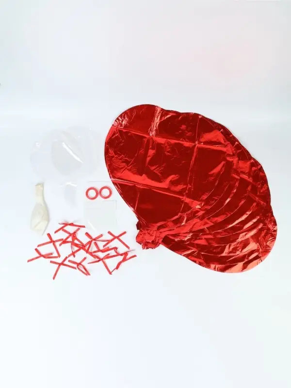 Воздушные шары, набор латекс, фольга, полимер с бантиками, красный цвет, 30 предмет