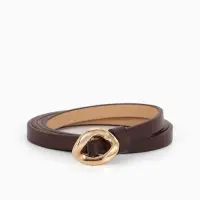 Ремень жен 01-01-01-07, Июнь2514, 1*0,3*110 см, без винта, пряж золото, затяж, корич