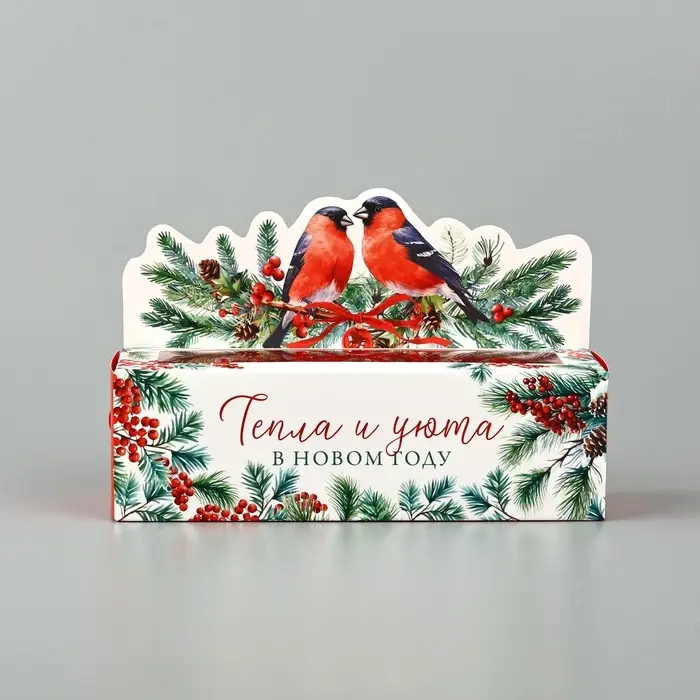 Коробочка для макарун &laquo;Снегири&raquo;, 18 х 5.5 х 5.5 см