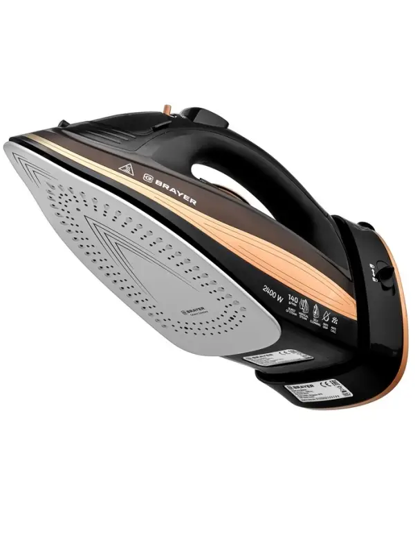 Утюг паровой BRAYER 4010BR, 2400 Вт, керамичекая подошва, 320 мл, беспроводной, коричневый