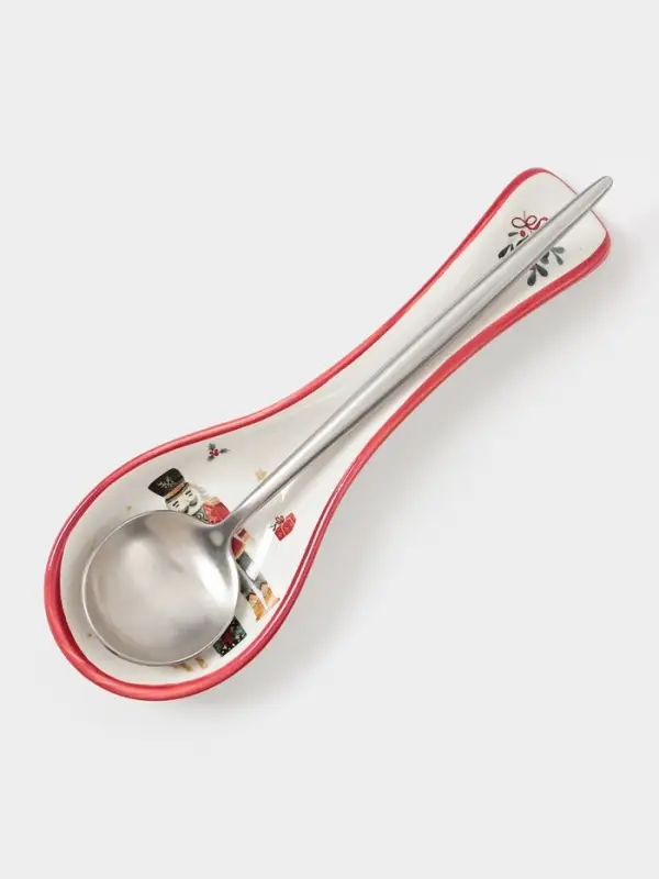 Подставка под ложку новогодняя Доляна &laquo;Щелкунчик&raquo;, 22.3&times;7.1&times;2.5 см, доломит, белая