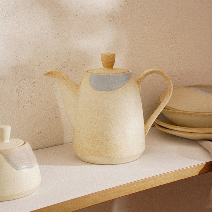 Чайник заварочный фарфоровый SL Home &laquo;Волны Сардинии&raquo;, 1,3 л, 23&times;12,5&times;18,4 см, цвет бежевый