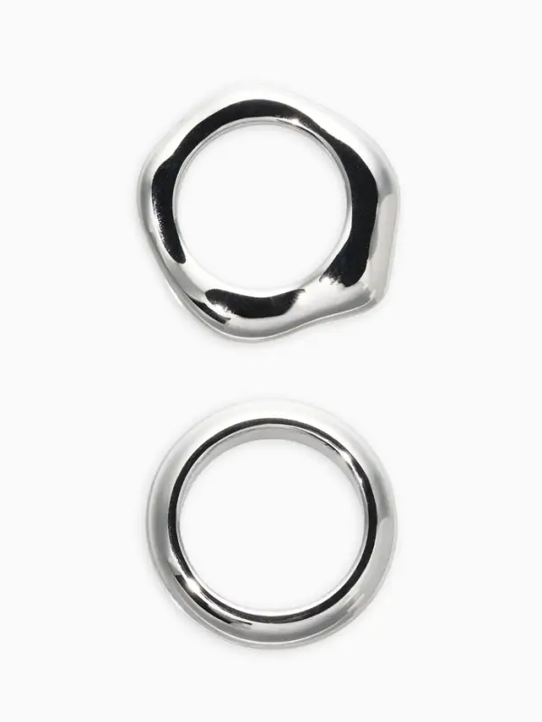 Кольцо пластик &laquo;Стиль&raquo;, набор 2 шт. размер 17, цвет серебро