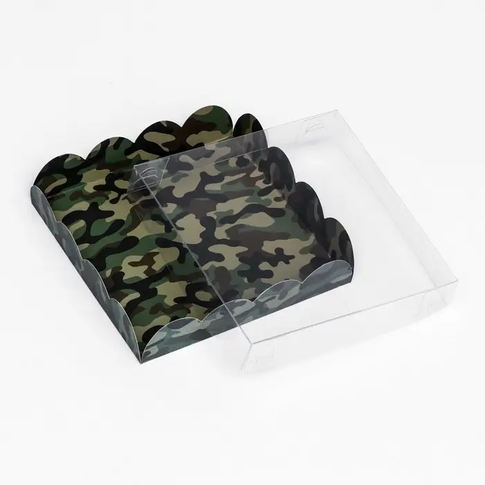 Коробка для печенья, &laquo;Зеленый камуфляж&raquo; 15&times;15&times;3