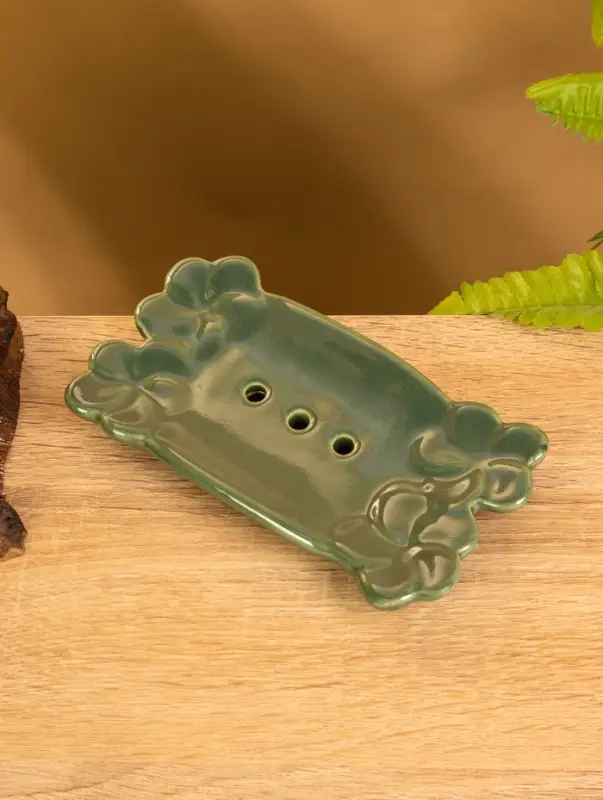 Мыльница "Цветочный мост" керамика, цв. зелёный, 14,5х7,5х2 см