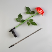 Садовый светильник на солнечной батарее &laquo;Роза красная&raquo;, 75 см, 5 LED, свечение белое