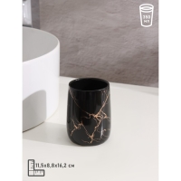 Набор для ванной &laquo;Молния&raquo;, 4 предмета (мыльница, дозатор для мыла 390 мл, 2 стакана), цвет чёрный