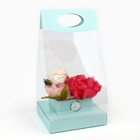 Коробка подарочная складная переноска для цветов, упаковка, &laquo;Бирюза&raquo;, 20 x 20 x 4 см