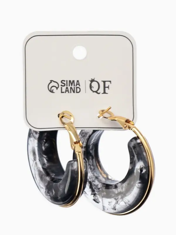 Серьги-кольца акрил "Тренд", цвет чёрный в золоте