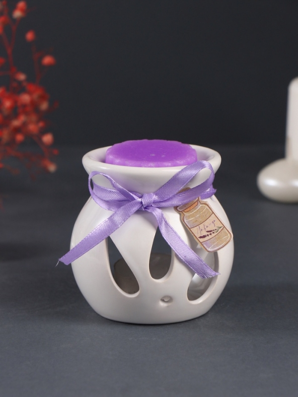 Набор: аромалампа для эфирных масел, мелтсы из воска ароматические &laquo;Лаванда&raquo;, сиреневая, 6.5&times;6.2&times;7.5 см