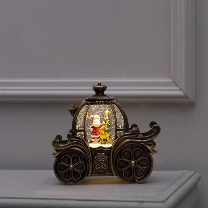 Светодиодная фигура &laquo;Карета с Дедом Морозом&raquo; 20 &times; 18.5 &times; 11 см, пластик, батарейки ААх3 (не в комплекте), USB, свечение тёплое белое