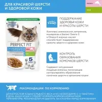 Влажный корм для кошек Perfect Fit "Красивая шерсть, здоровая кожа", 75 г, лосось, пауч