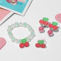 Набор детский &laquo;Выбражулька&raquo; 3 предмета: клипсы, браслет, кольцо, вишенки, цветной