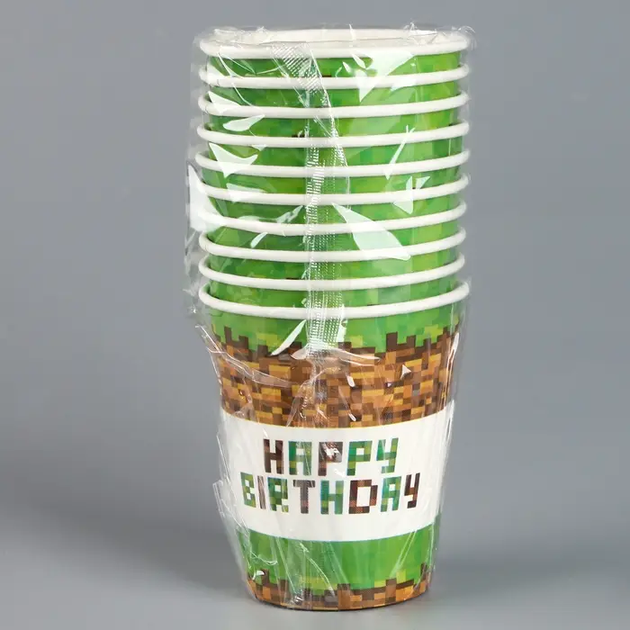Стакан одноразовый бумажный Happy birthday, 250 мл