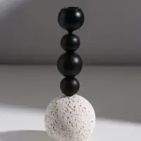 Подсвечник металл, бетон "Шарики" d=2 см набор 3 шт 5,5х16,5 7,5х20,5 10х10х26,5 см