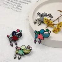 Брошь &laquo;Собачка&raquo; пудель, цвет МИКС в чёрном металле (неделимая фасовка 12 шт., цена за шт.)