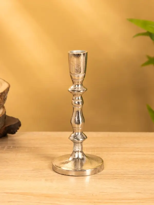 Подсвечник "Зима" 7,5х7,5х17 см, алюминий, цв. серебро