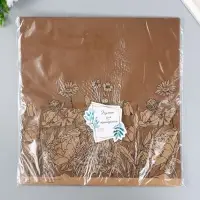 Бумага для скрапбукинга двусторонняя крафт "Какао и цветы" плотность 180 гр 30,5х32 см