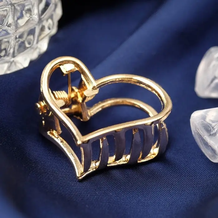 Крабик для волос &laquo;Маргарита&raquo;, сердце, 2.5 см, золото