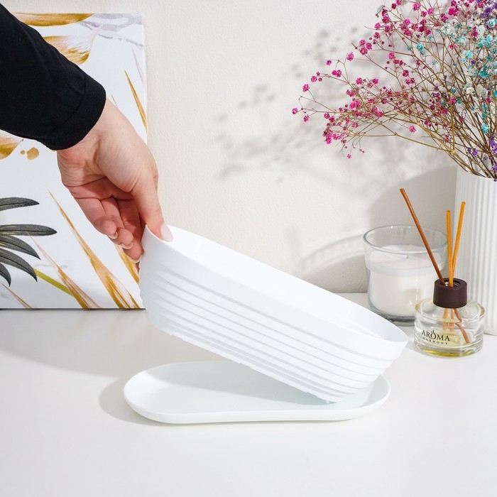 Горшок для кактуса с подставкой &laquo;Алиса&raquo;, 900 мл, белый