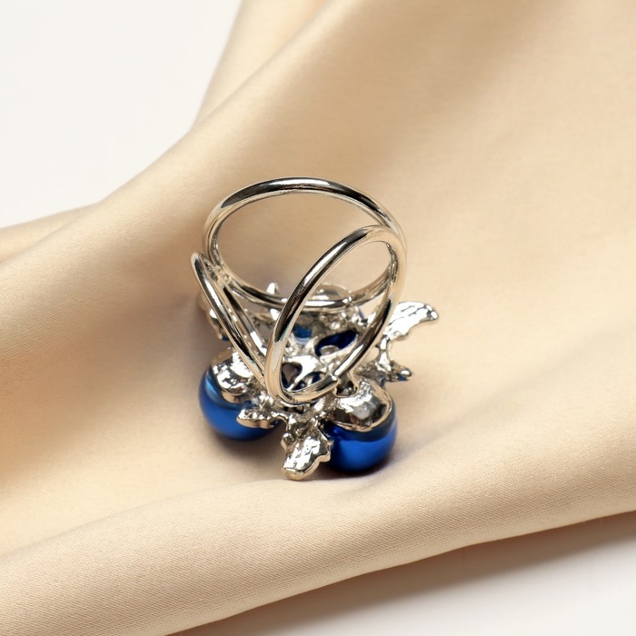 Кольцо для платка &laquo;Черничка&raquo;, цвет синий в серебре