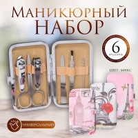 Набор маникюрный &laquo;Париж&raquo;, 6 предметов, в футляре, рисунок МИКС