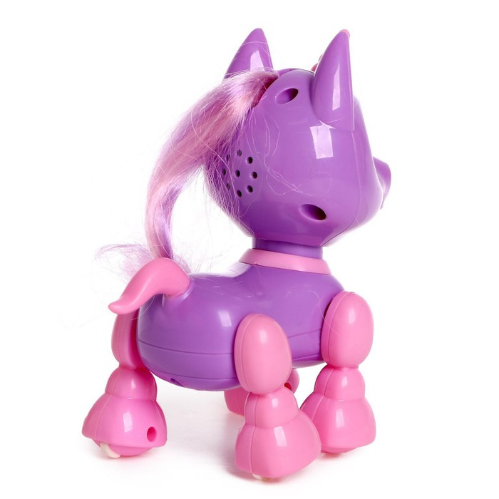 Робот единорог &laquo;Питомец&raquo; IQ BOT, интерактивный: с записью звуков, реагирует на хлопки, звук, свет, на батарейках, фиолетовый