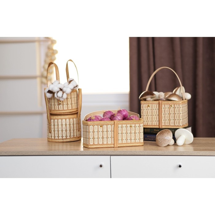 Корзина для хранения Доляна Nature, 14&times;14&times;13, бамбук