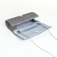 Сумка-клатч на магните, длинная цепь, цвет серебристый